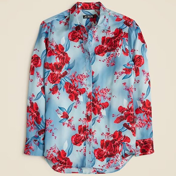 J. Crew Drapey button-up shirt in floral viscose twill XS NWT - Picture 1 of 3